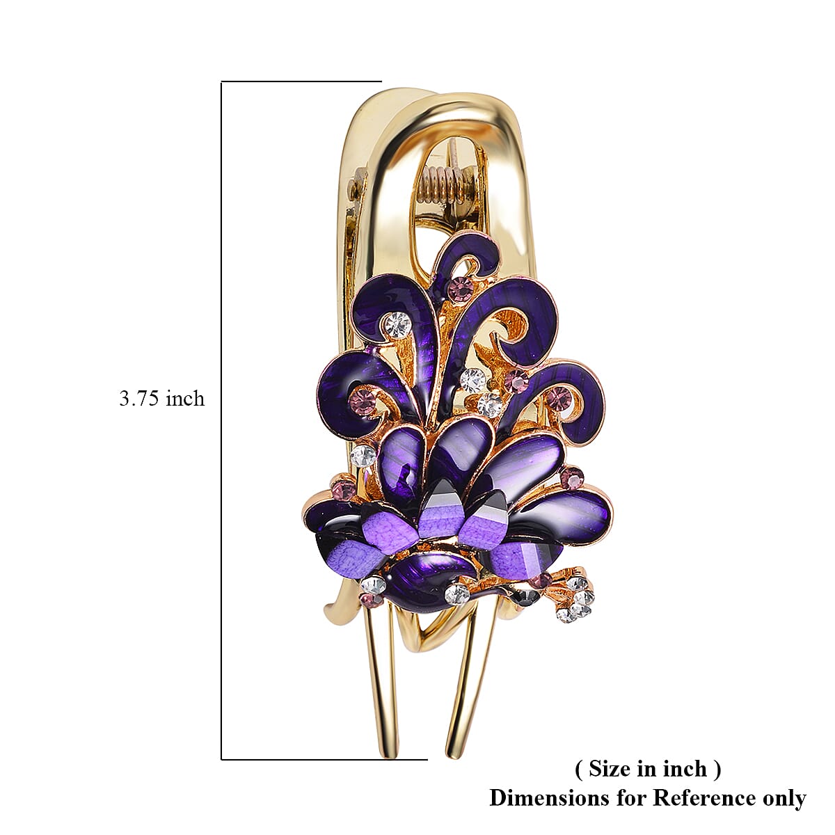 Set of 2 Purple and Blue Resin, Multi Color Austrian Crystal and Enameled Butterfly and Peacock Hair Claw Clip in Goldtone