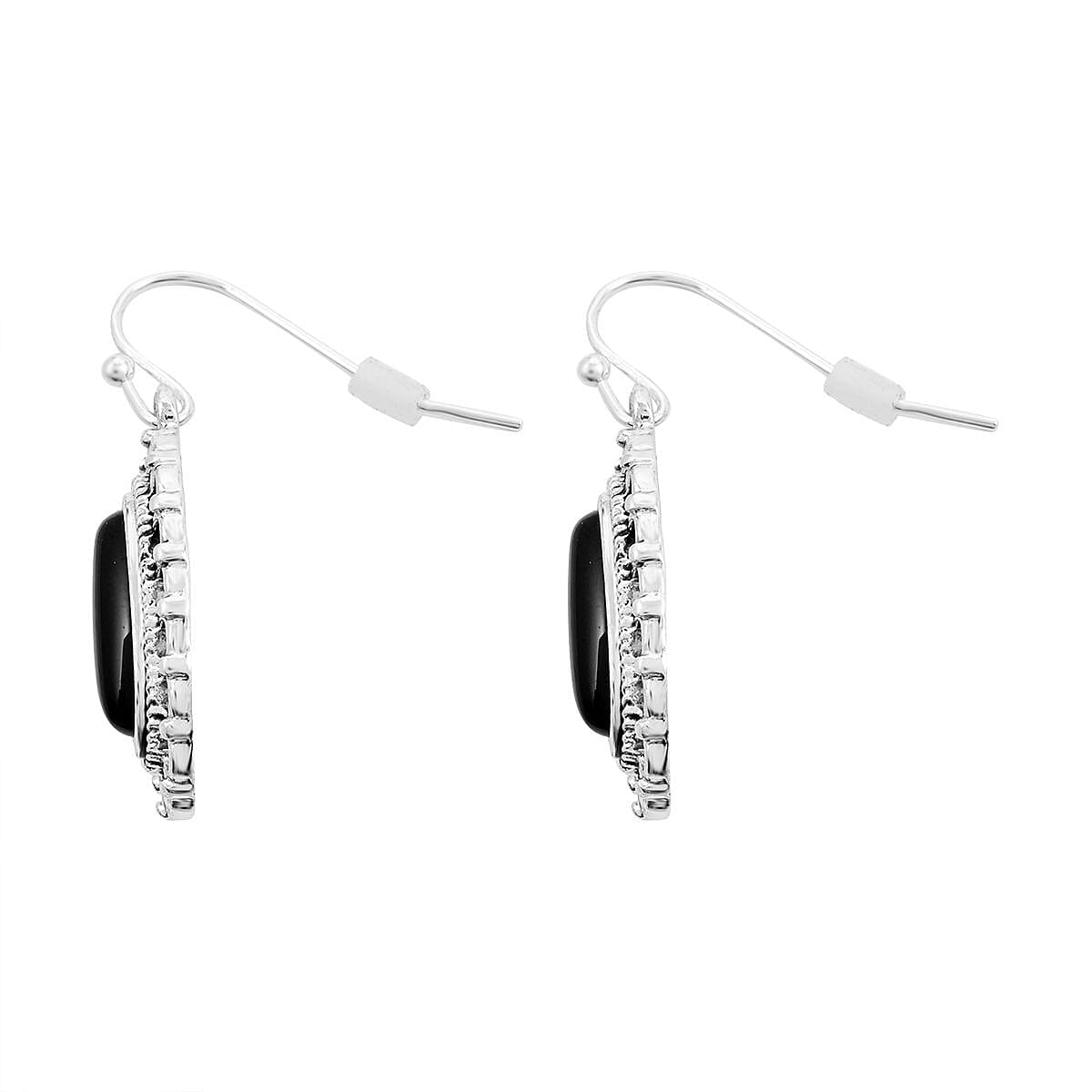 Black Onyx Pendant Necklace (18-21 Inches), Bracelet (7.5-8.5In) and Earrings in Sterling Silver 34.50 ctw image number 6