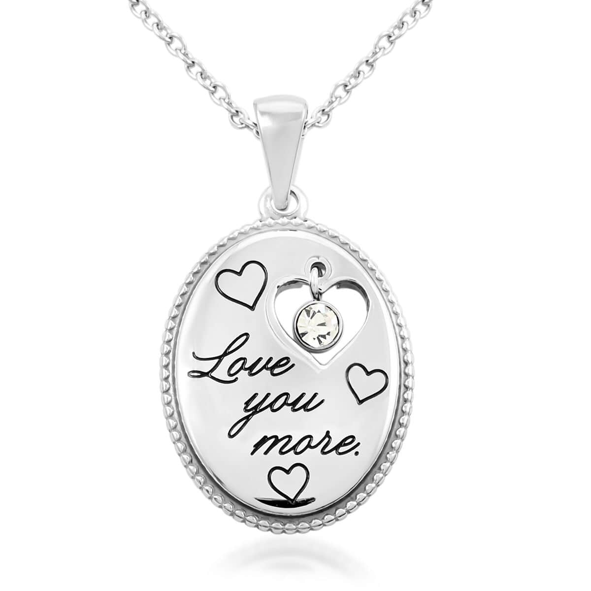 Love You More Engraved Pendant Necklace in Stainless Steel 18 Inches image number 3