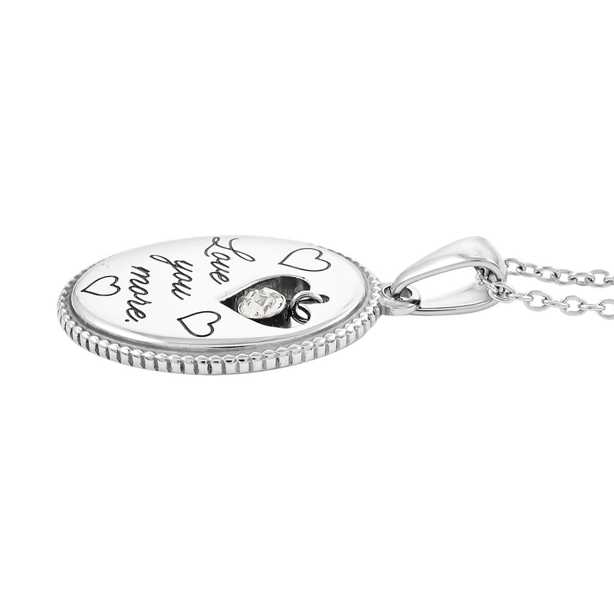 Love You More Engraved Pendant Necklace in Stainless Steel 18 Inches image number 4