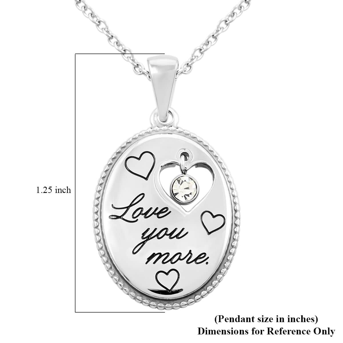 Love You More Engraved Pendant Necklace in Stainless Steel 18 Inches image number 6