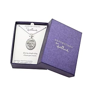 Love You More Engraved Pendant Necklace in Stainless Steel 18 Inches