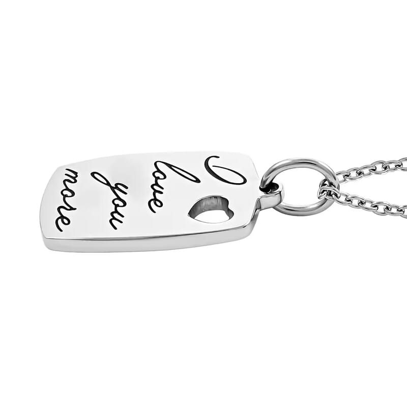Love You More Engraved Pendant Necklace in Stainless Steel 18 Inches