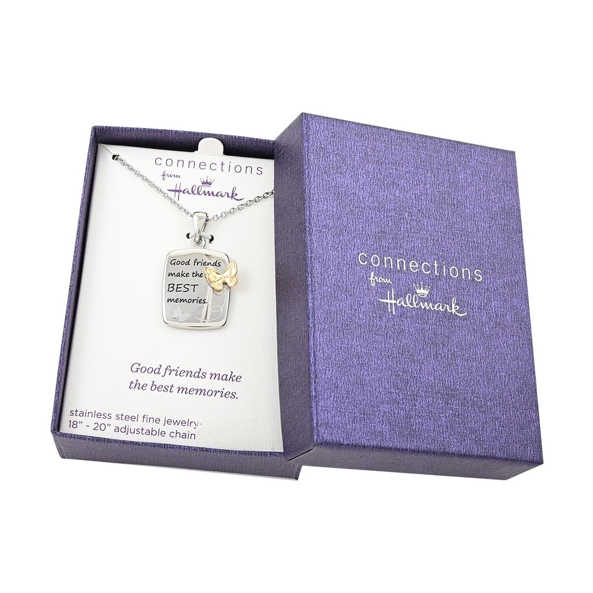 Best Memories Engraved Pendant Necklace 18 Inches in ION Plated YG and Stainless Steel image number 0