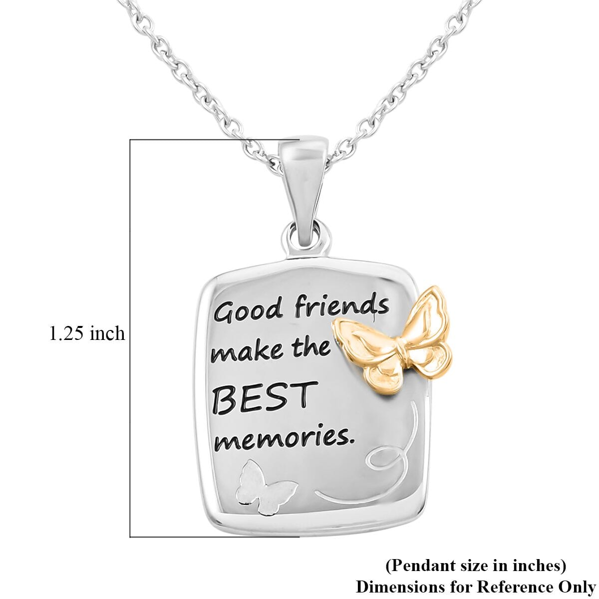 Best Memories Engraved Pendant Necklace 18 Inches in ION Plated YG and Stainless Steel image number 6