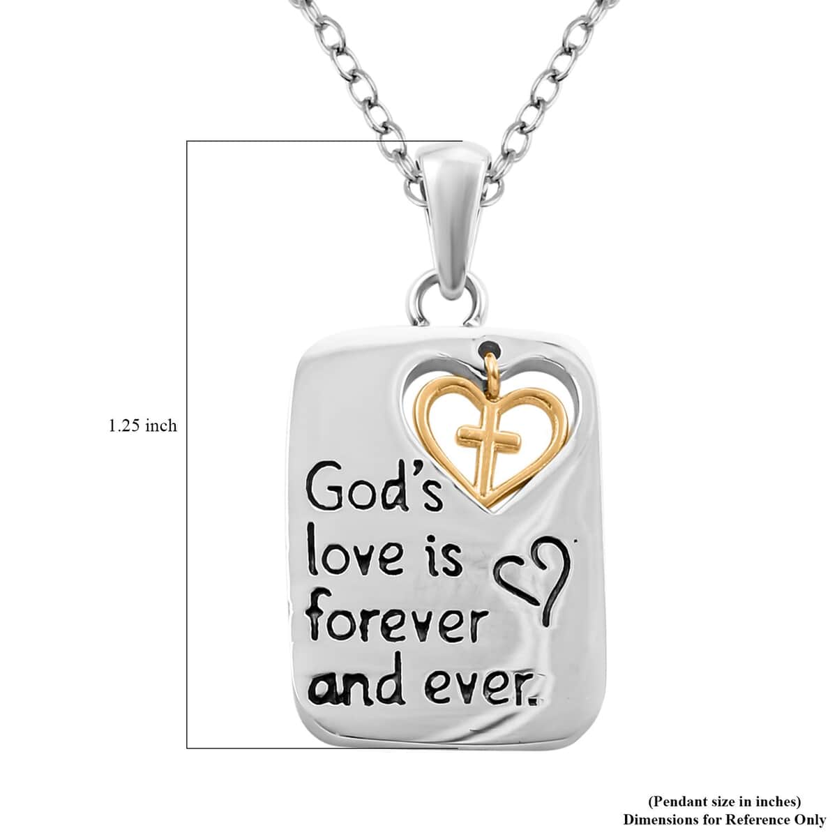 Cross and Heart Engraved Pendant Necklace 18 Inches in ION Plated Yellow Gold and Stainless Steel image number 6