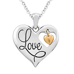 Heart Pendant Necklace 18 Inches in ION Plated YG and Stainless Steel