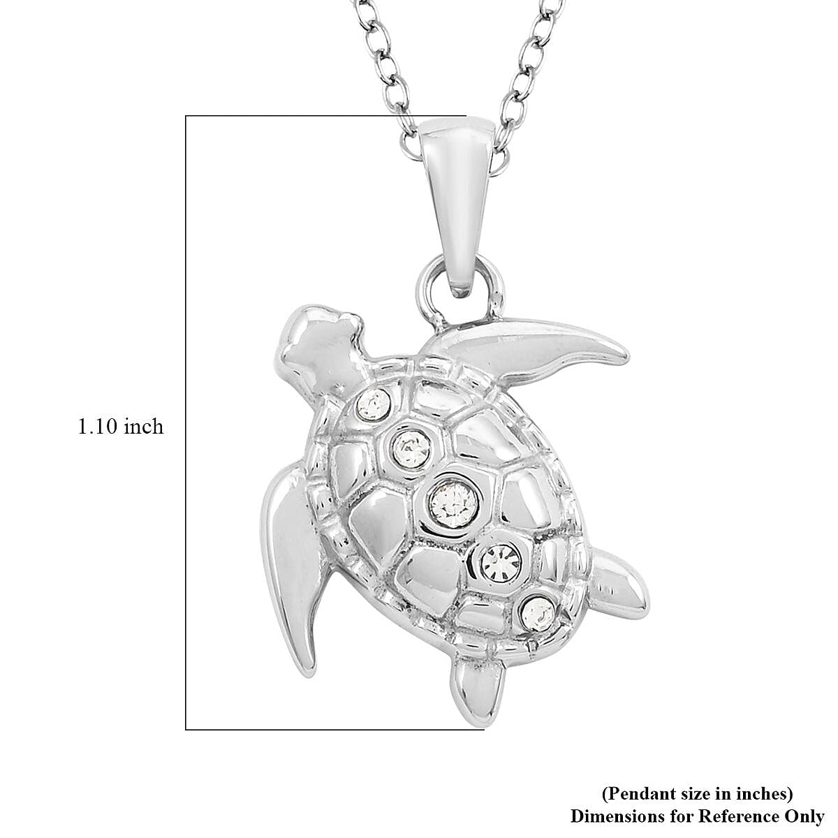 Turtle Pendant Necklace 18 Inches in Stainless Steel