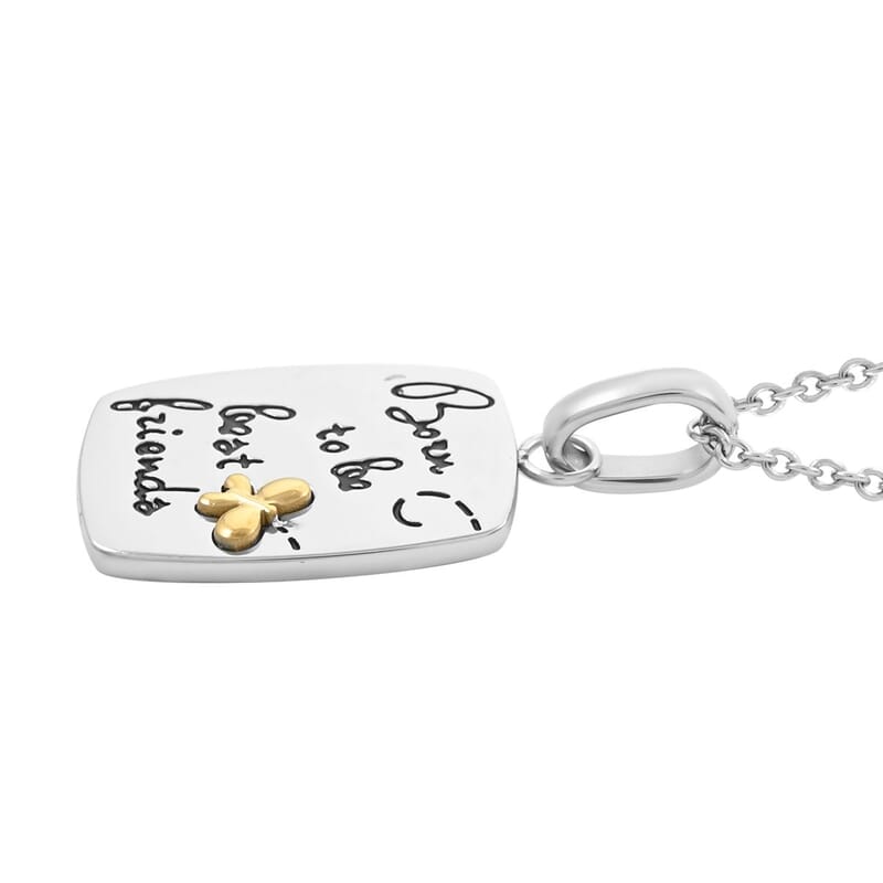 Best Friends Dual Pendant Necklace 18 Inches in ION Plated YG and Stainless Steel
