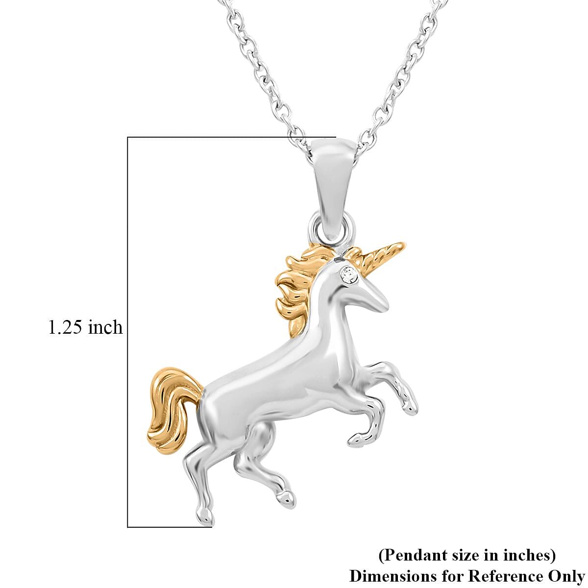 Unicorn Pendant Necklace 18 Inches in ION Plated YG and Stainless Steel image number 6