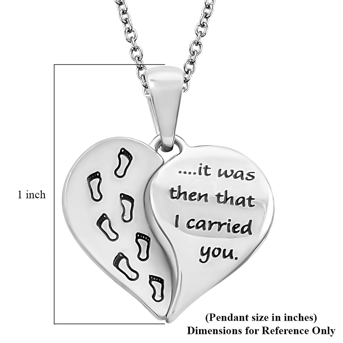It Was Then That I Carried you Engraved Pendant Necklace 18 Inches in Stainless Steel image number 6