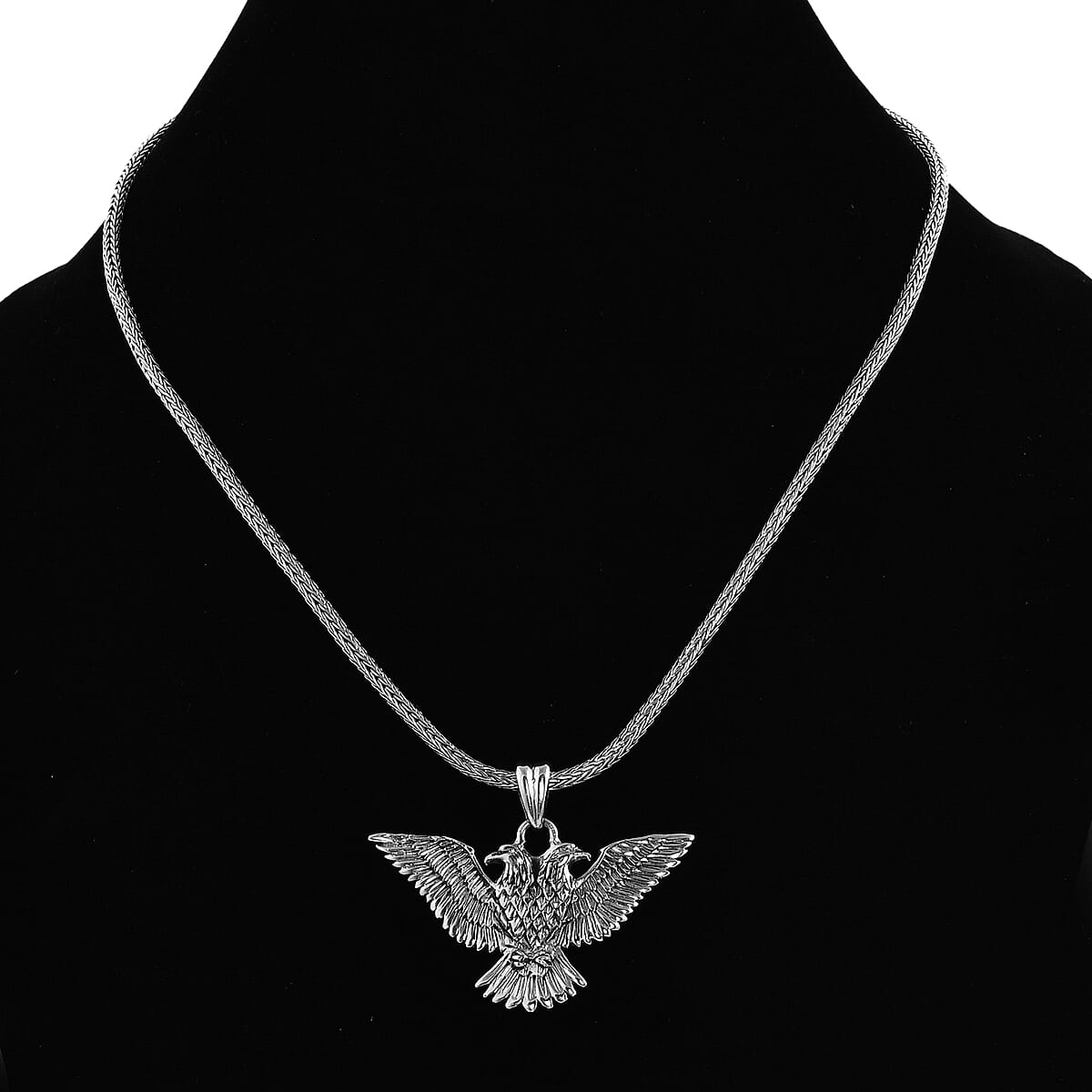 Bali Legacy Sterling Silver Double Headed Eagle Pendant with Tulang Naga Chain 18 Inches 25.15 Grams image number 2