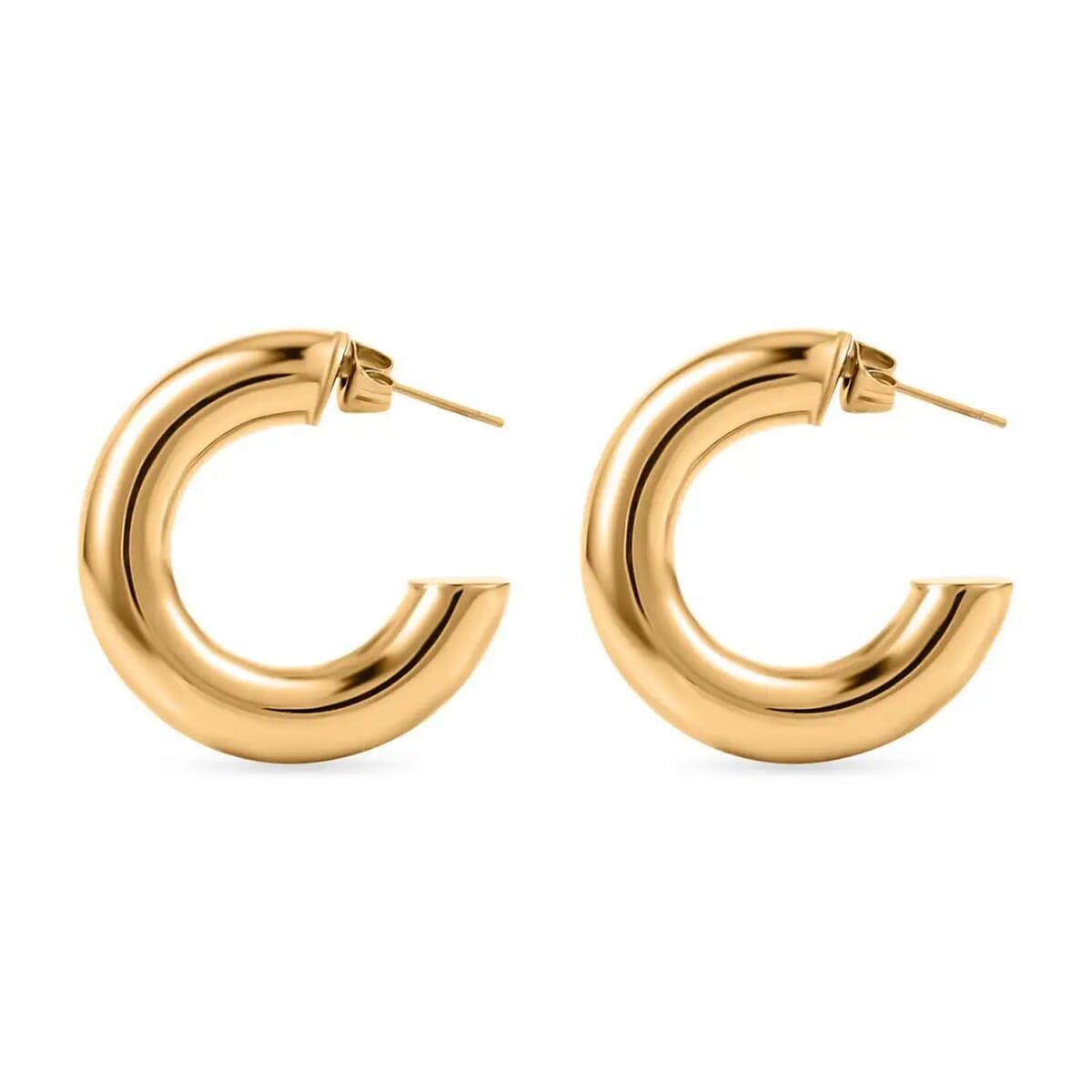 EverTrue Hoop Earrings, Cuff Bracelet (7.50 In) and Necklace 20 Inches in ION Plated Yellow Gold Stainless Steel, Durable Jewelry Set, Birthday Gift For Her image number 8