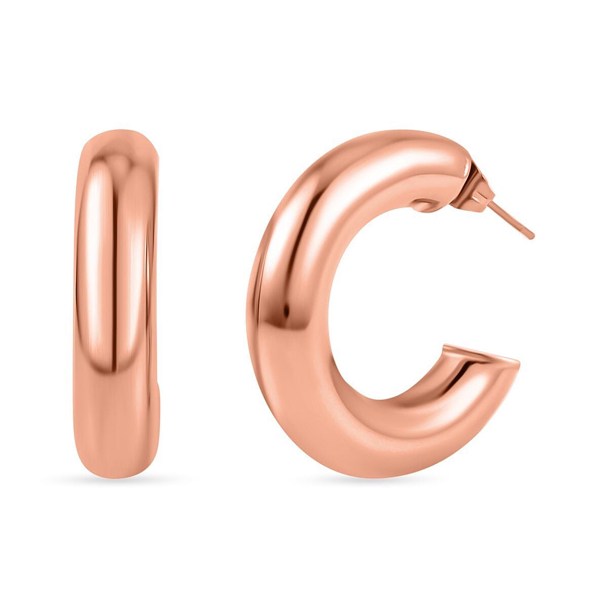 EverTrue Hoop Earrings, Cuff Bracelet (7.50 In) and Necklace 20 Inches in ION Plated RG Stainless Steel image number 7
