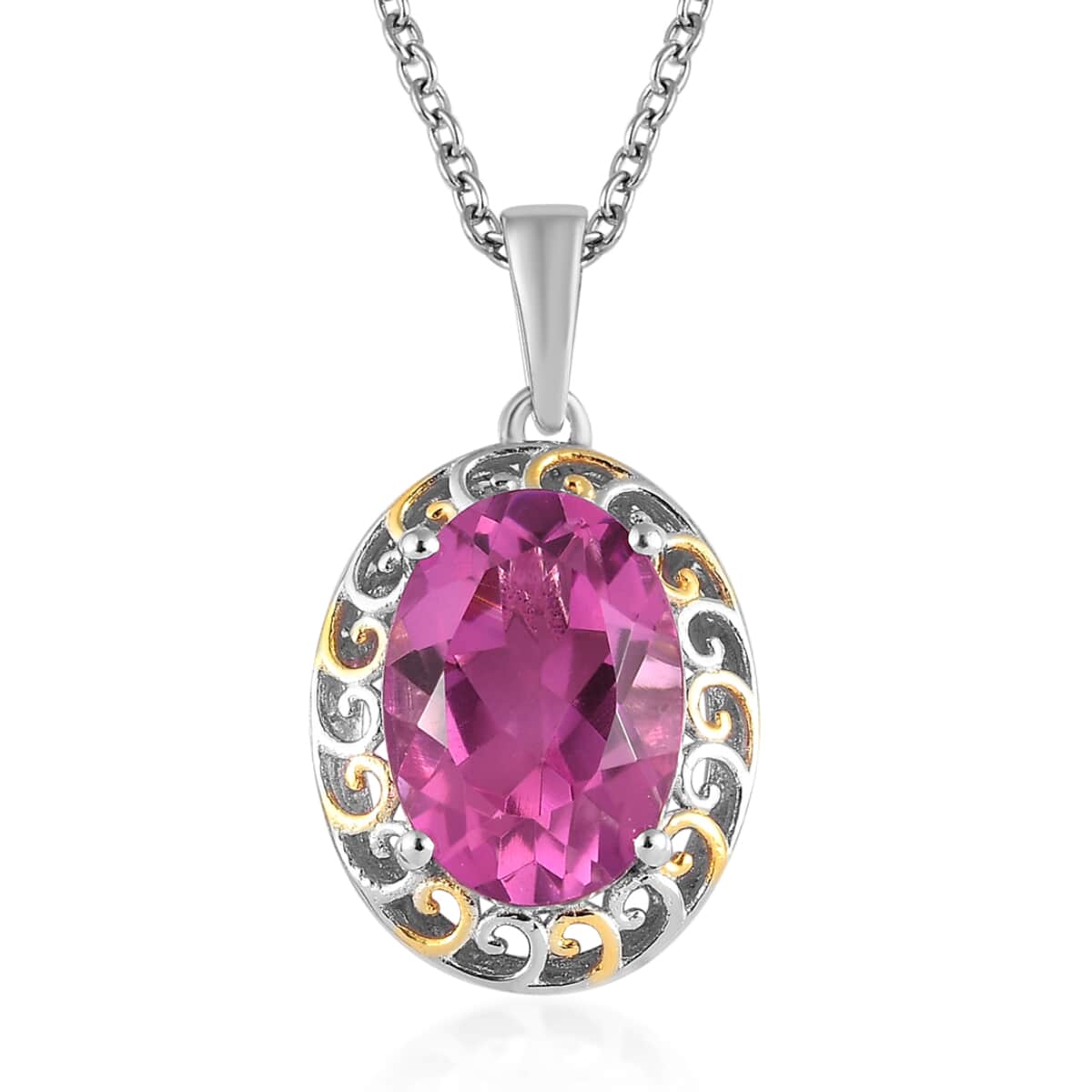 Karis Radiant Orchid Quartz (Triplet) Pendant in 18K YG Plated, Platinum Bond with Stainless Steel Necklace 20 Inches 6.40 ctw image number 0