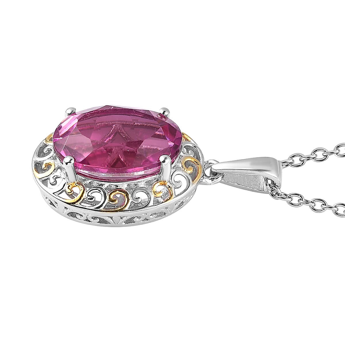 Karis Radiant Orchid Quartz (Triplet) Pendant in 18K YG Plated, Platinum Bond with Stainless Steel Necklace 20 Inches 6.40 ctw