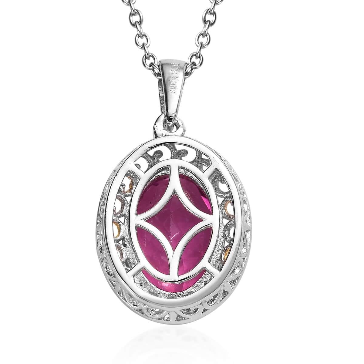 Karis Radiant Orchid Quartz (Triplet) Pendant in 18K YG Plated, Platinum Bond with Stainless Steel Necklace 20 Inches 6.40 ctw image number 4