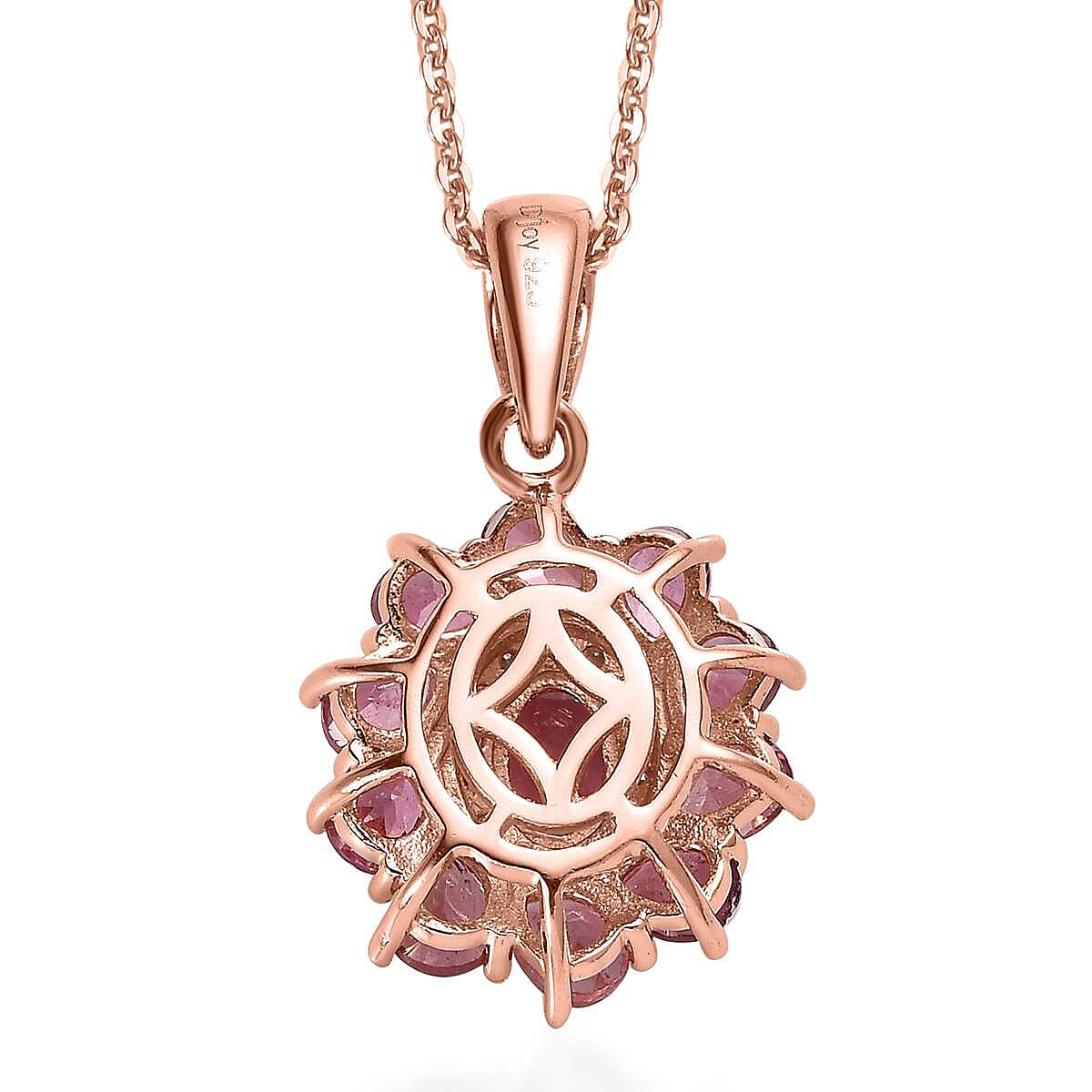 Premium Morro Redondo Pink Tourmaline and Moissanite Floral Pendant Necklace 20 Inches in Vermeil Rose Gold Over Sterling Silver 2.25 ctw