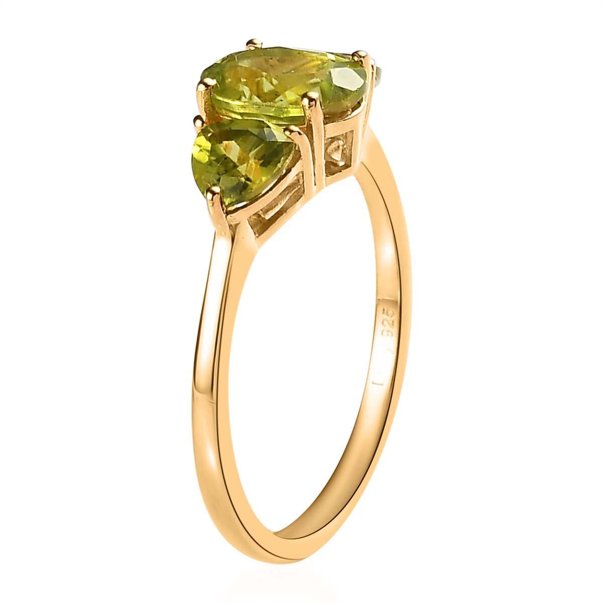 Premium Peridot Ring Size 5 and Pendant Necklace 20 Inches in Vermeil Yellow Gold Over Sterling Silver 4.00 ctw image number 3