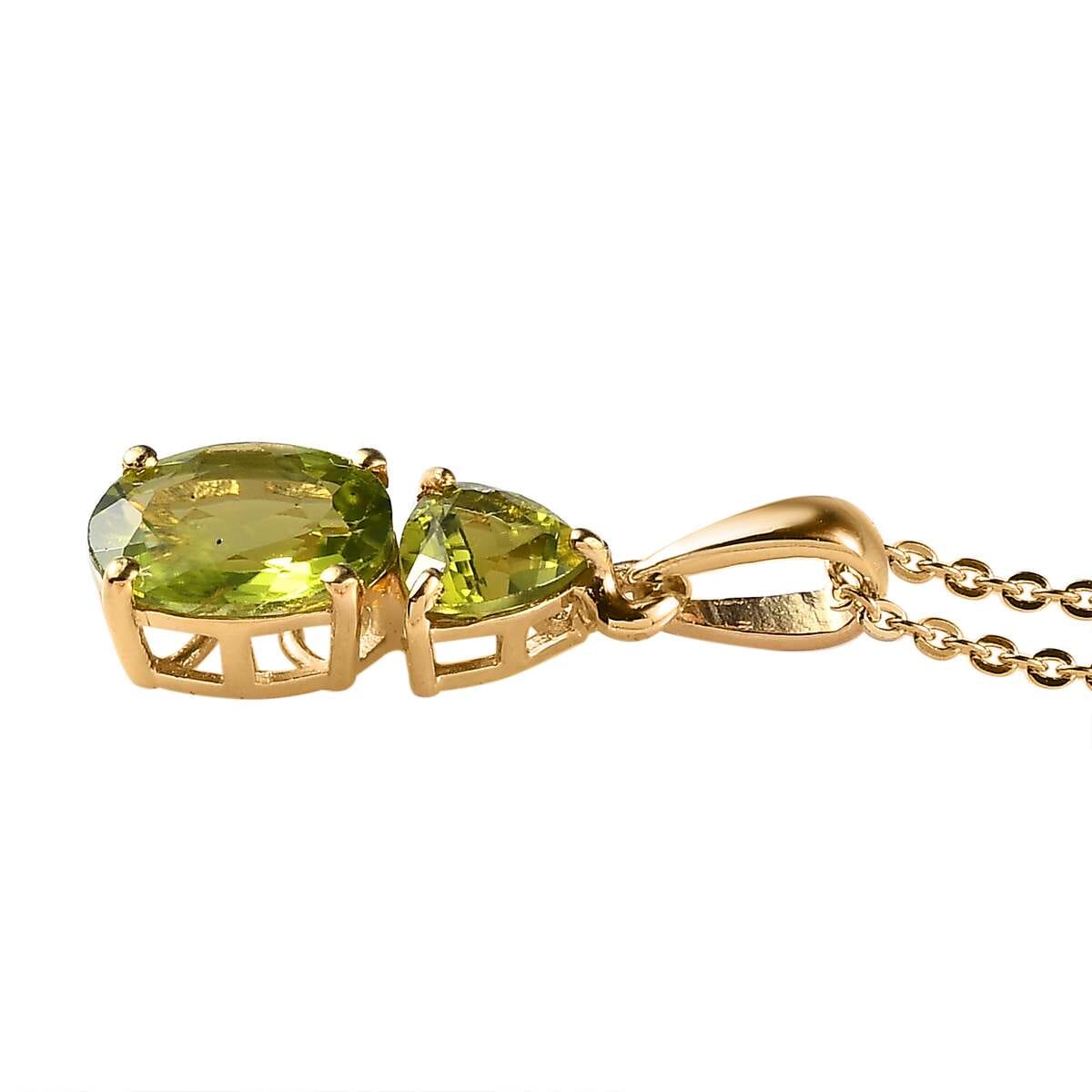 Premium Peridot Ring Size 5 and Pendant Necklace 20 Inches in Vermeil Yellow Gold Over Sterling Silver 4.00 ctw image number 5