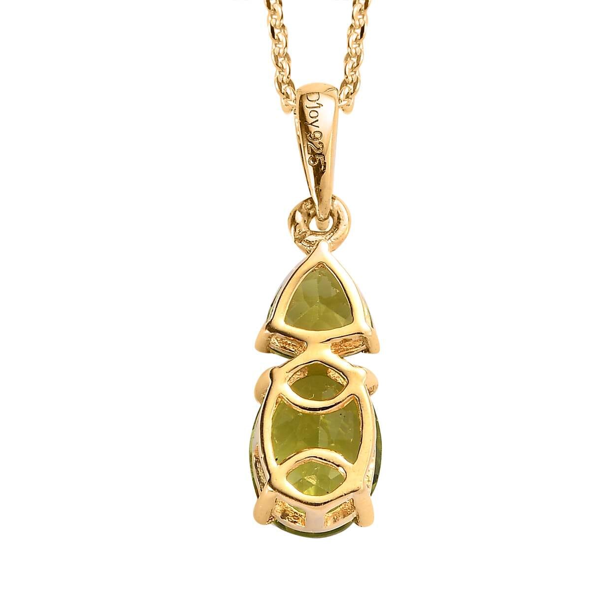 Premium Peridot Ring Size 5 and Pendant Necklace 20 Inches in Vermeil Yellow Gold Over Sterling Silver 4.00 ctw image number 6