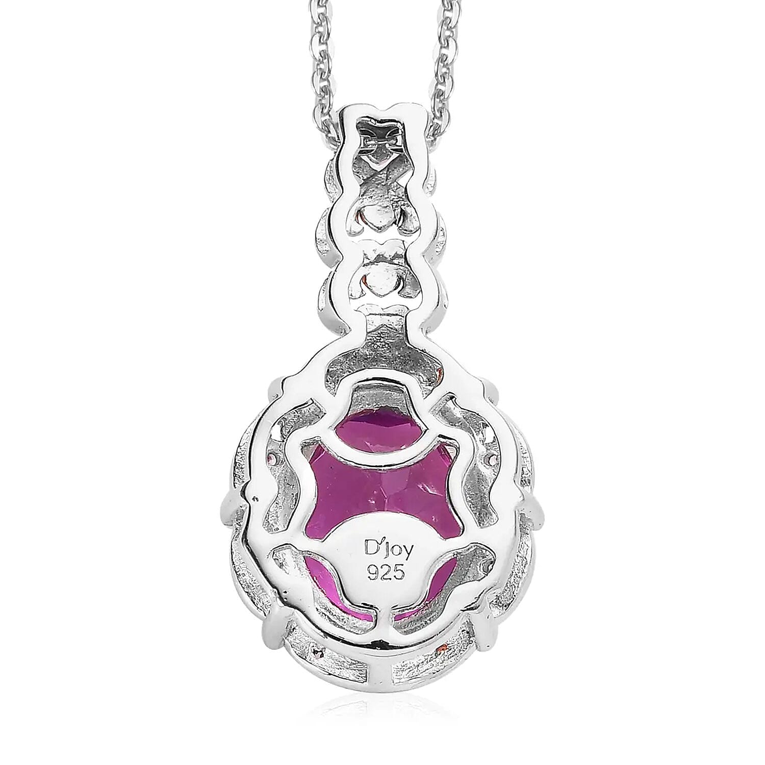 Radiant Orchid Quartz (Triplet) and White Zircon Pendant Necklace 20 Inches in Vermeil Rose Gold and Platinum Over Sterling Silver 2.40 ctw