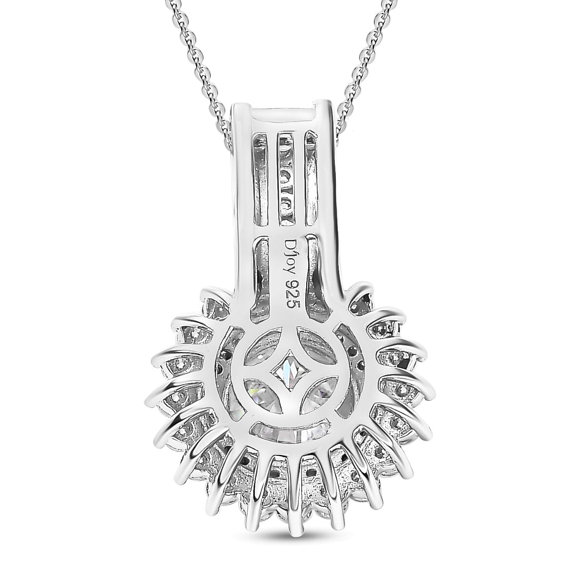 Moissanite (Rnd 8mm) Cocktail Pendant Necklace (20 Inches) in Platinum Over Sterling Silver 2.15 ctw