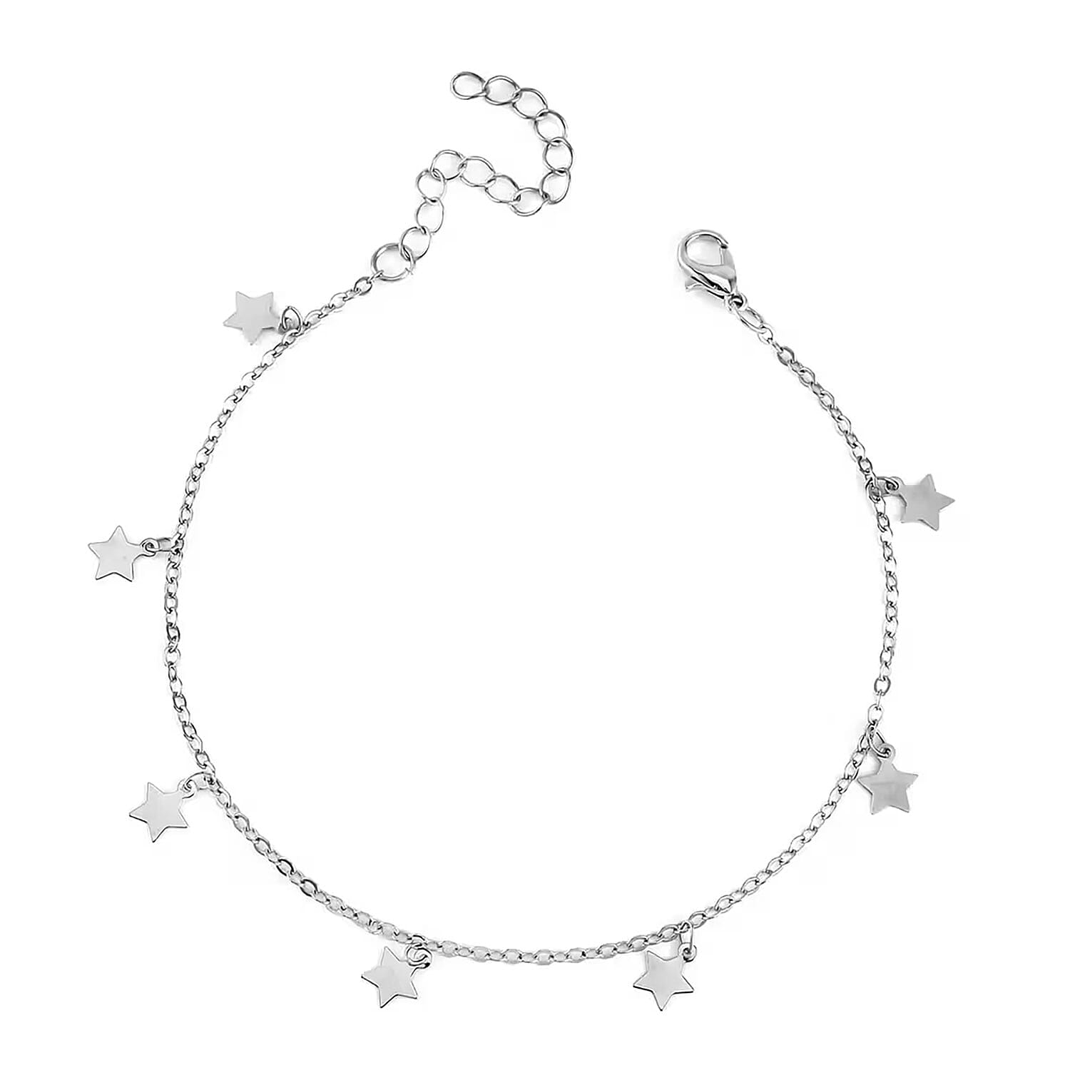 Set of 5 Constituted Blue Howlite, Simulated Pearl Charm Bracelet Extended to Anklet (9-11 In) in Silvertone 0.80 ctw