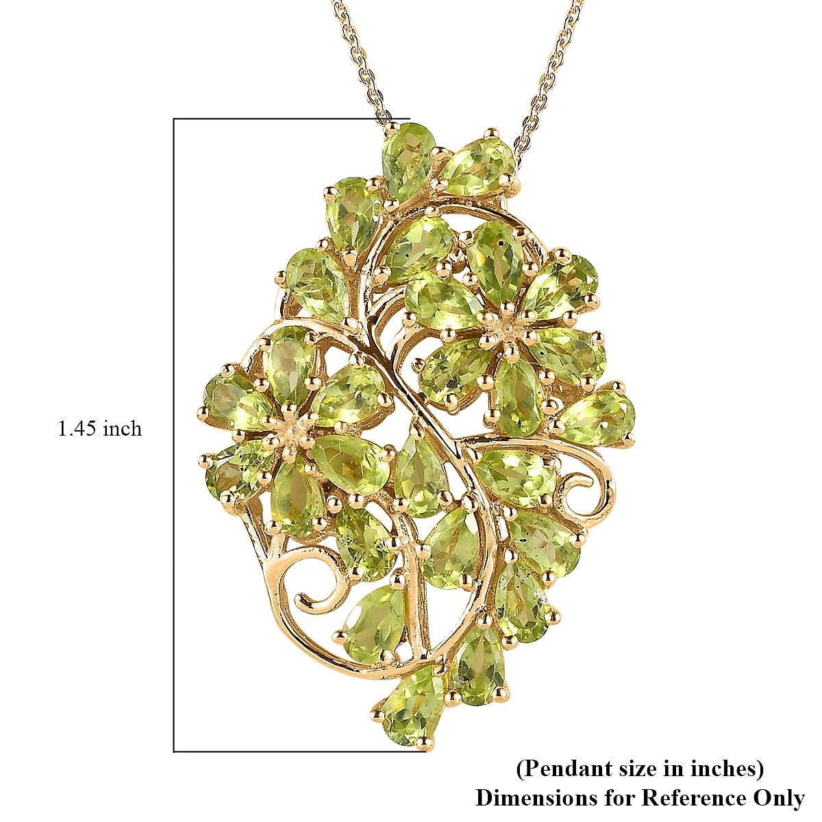 Premium Peridot Floral Pendant Necklace 20 Inches in Vermeil Yellow Gold Over Sterling Silver 7.25 ctw image number 6