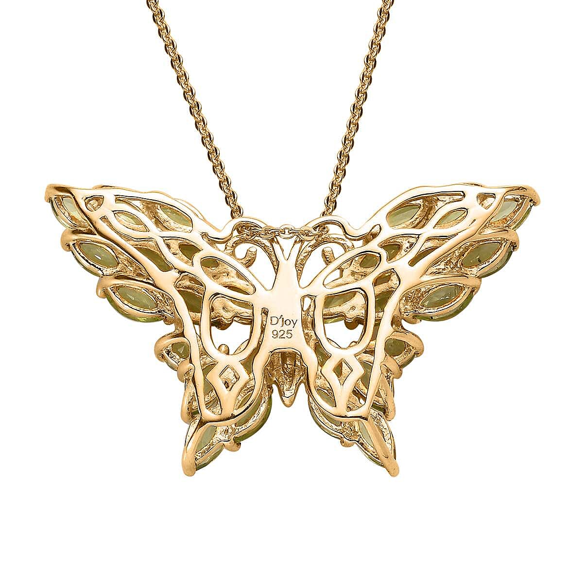 Premium Peridot Butterfly Pendant Necklace 20 Inches in Vermeil Yellow Gold Over Sterling Silver 4.60 ctw image number 4