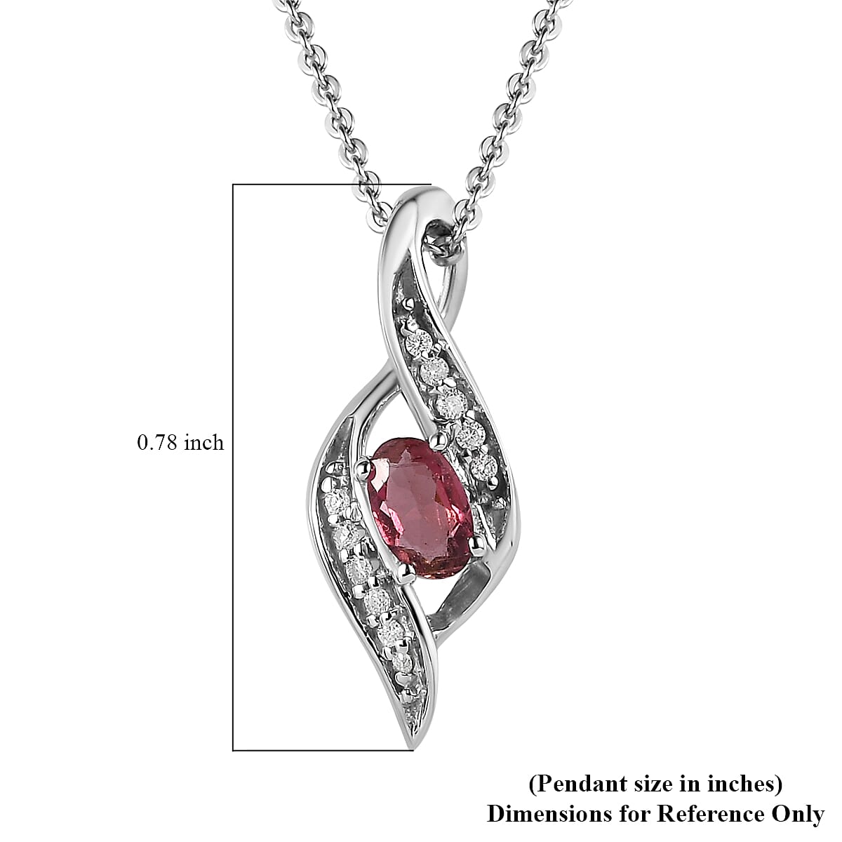 Ouro Fino Rubellite and Moissanite Pendant Necklace 20 Inches in Platinum Over Sterling Silver 0.30 ctw image number 5