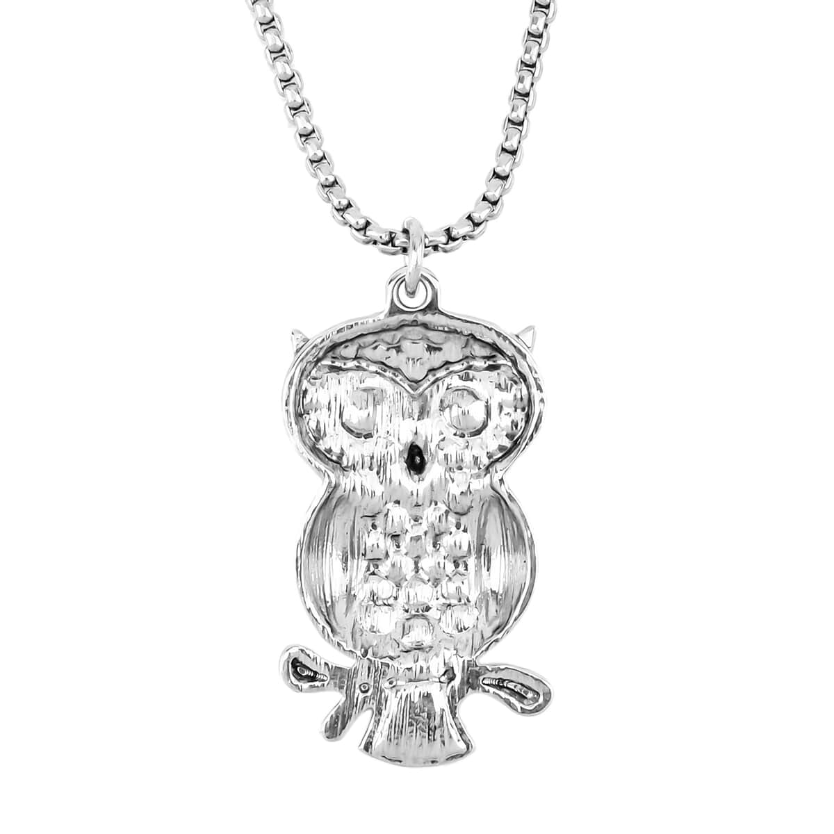 Multi Color Austrian Crystal Owl Pendant Necklace 28 Inches in Silvertone image number 4