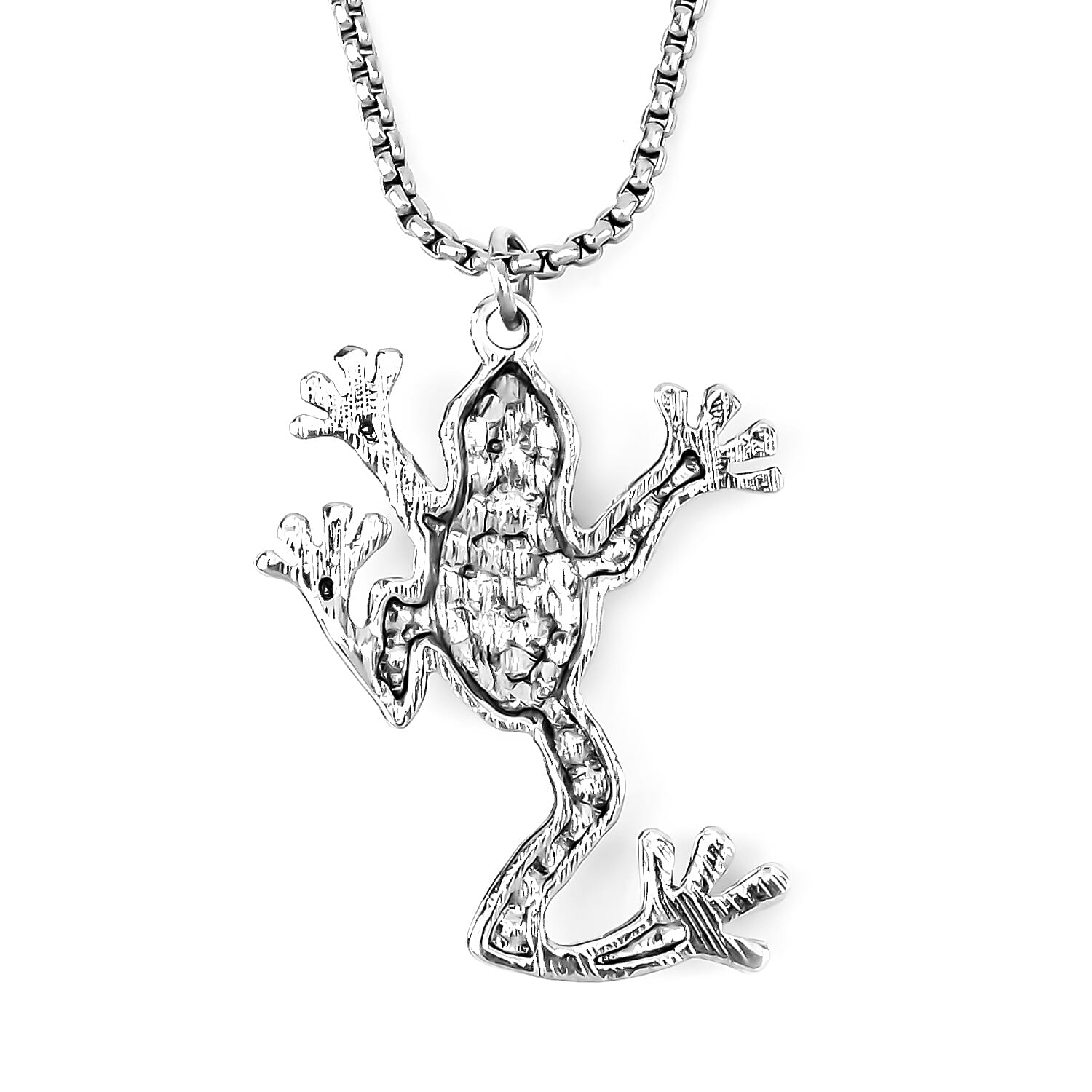 Multi Color Austrian Crystal Frog Pendant Necklace 28-30 Inches in Silvertone