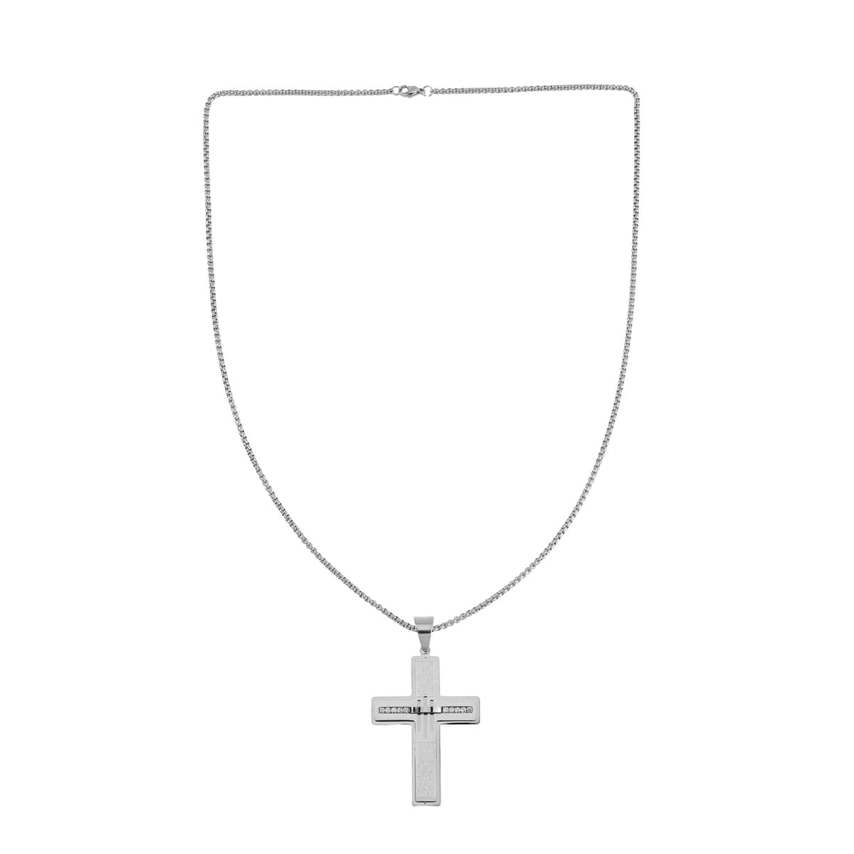 Austrian Crystal Cross Symbol of Faith Pendant Necklace 24 Inches in Stainless Steel image number 2