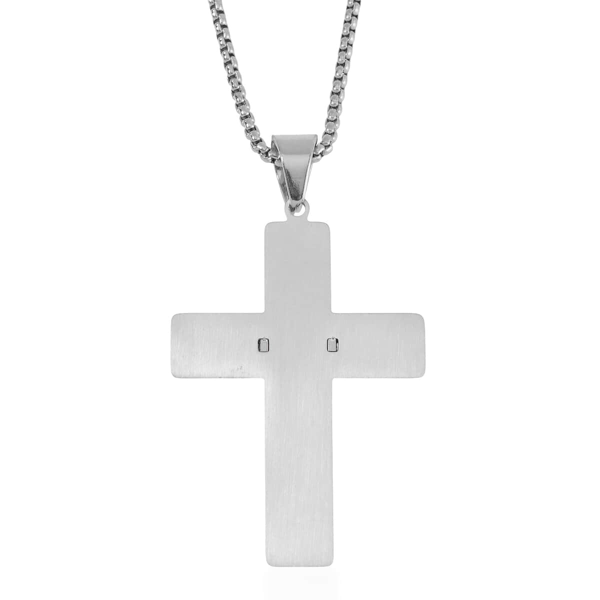 Austrian Crystal Cross Symbol of Faith Pendant Necklace 24 Inches in Stainless Steel image number 4