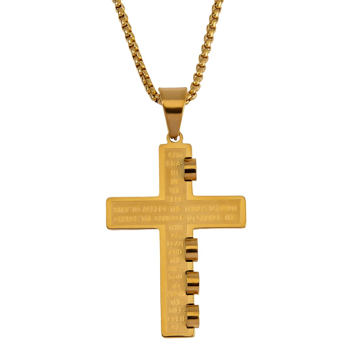 Cross Pendant Necklace 24 Inches in ION Plated YG Stainless Steel image number 0