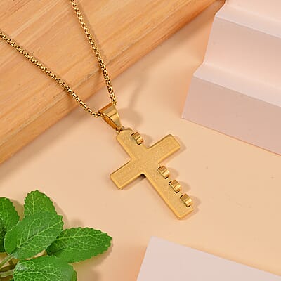 Stylized Cross Pendant Necklace 24 Inches