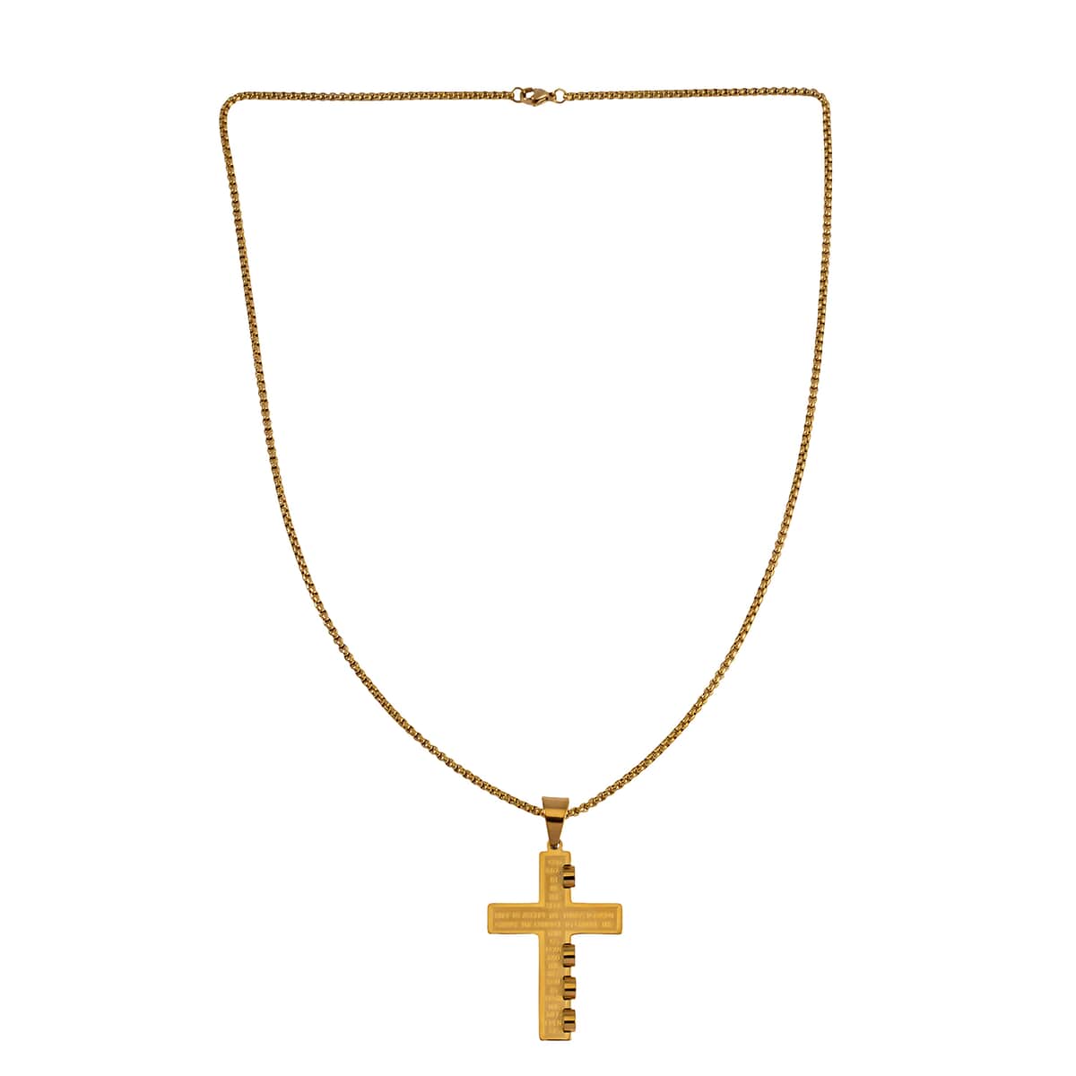 Cross Pendant Necklace 24 Inches in ION Plated YG Stainless Steel image number 2