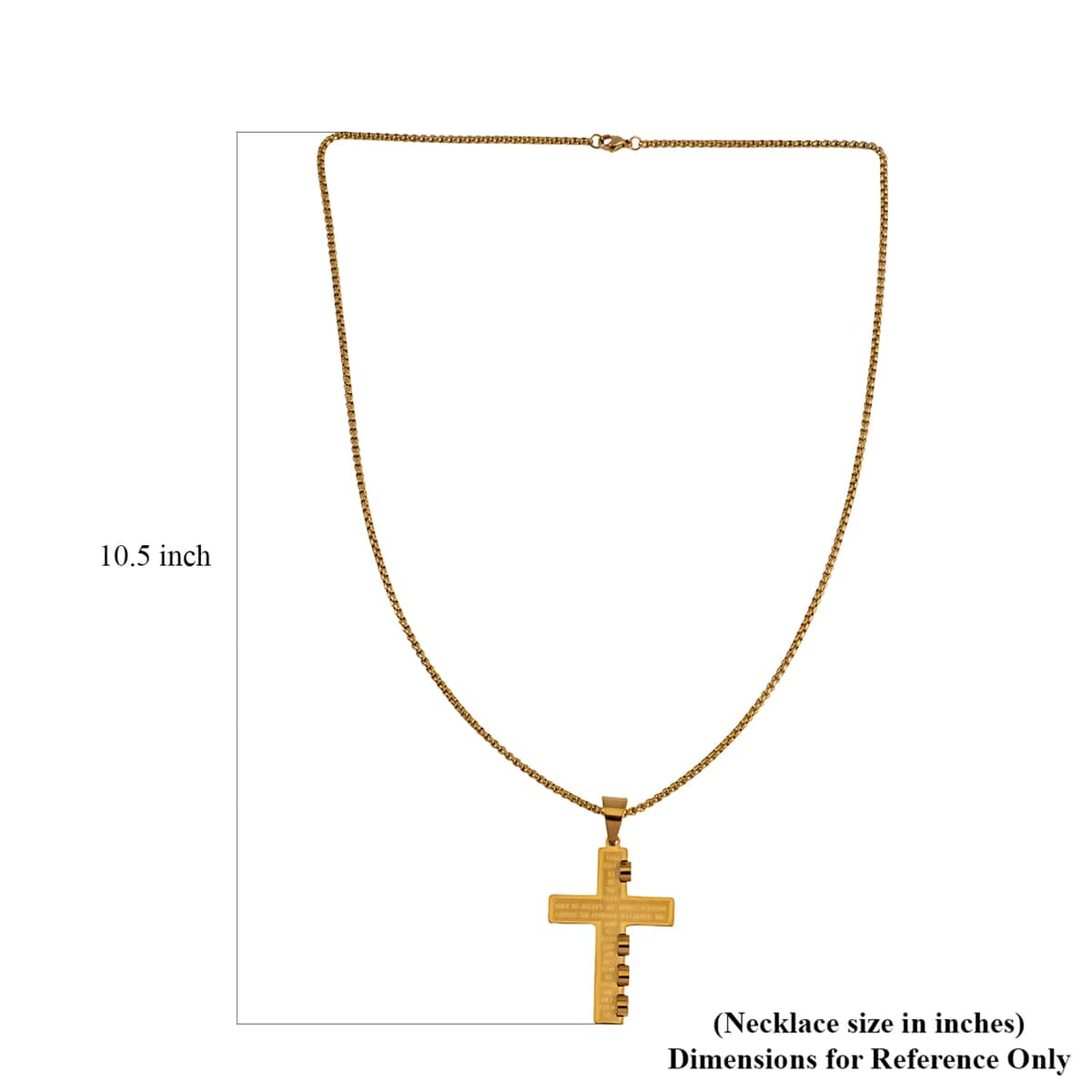 Cross Pendant Necklace 24 Inches in ION Plated YG Stainless Steel image number 6