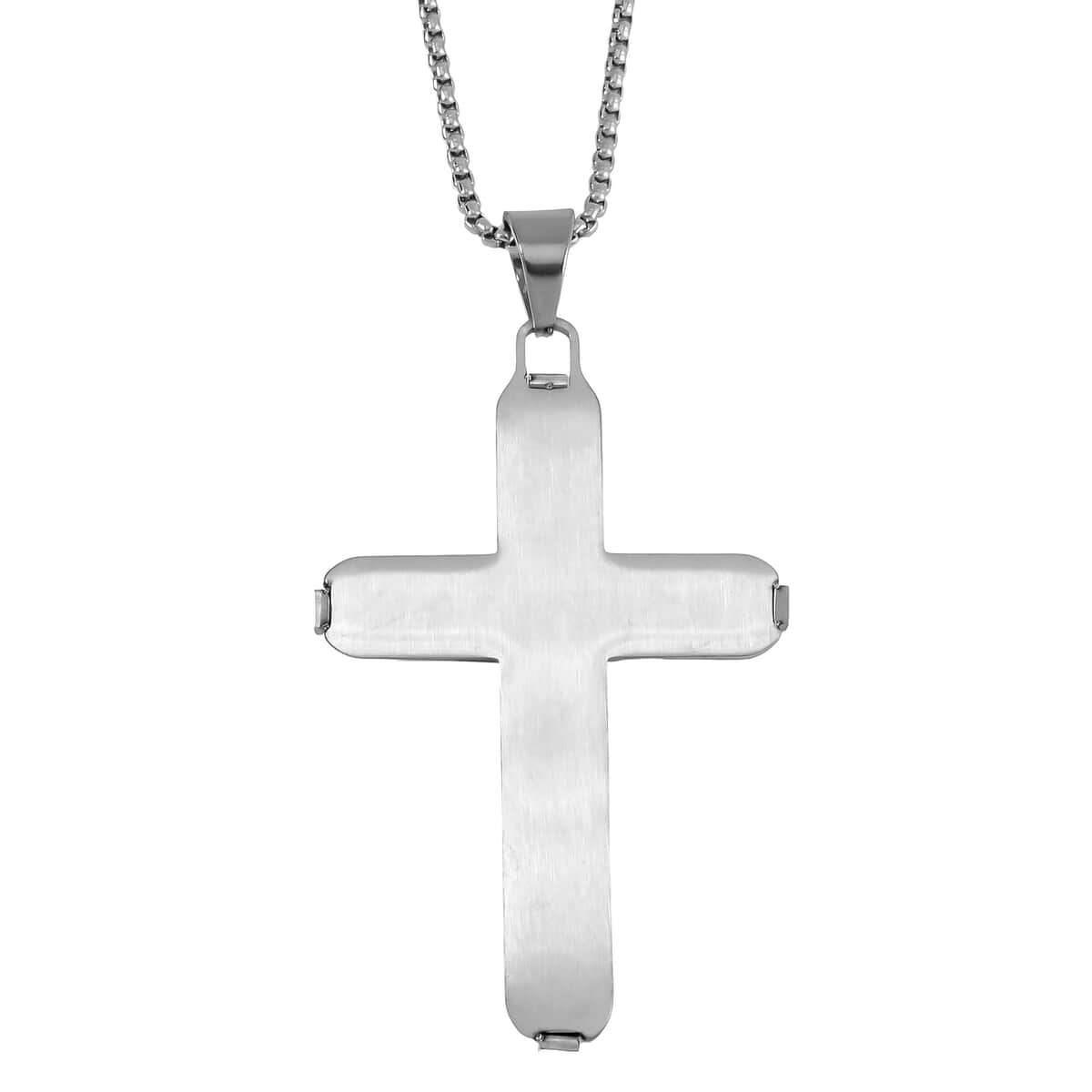 Cross Pendant Necklace 24 Inches in ION Plated YG and Stainless Steel image number 4
