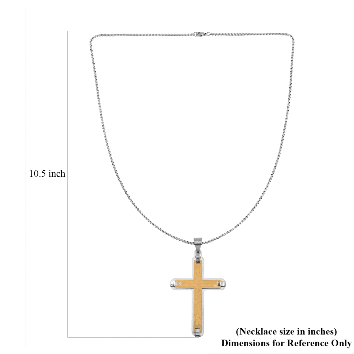 Cross Pendant Necklace 24 Inches in ION Plated YG and Stainless Steel image number 6