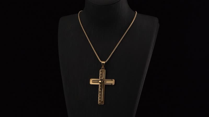 Cross Pendant Necklace s in ION Plated YG Stainless Steel