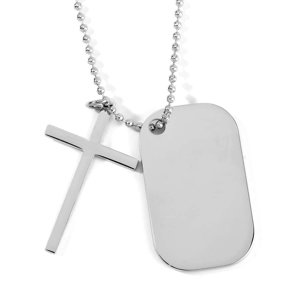 Cross with Bible Pendant Necklace 24-26 Inches in Stainless Steel image number 4