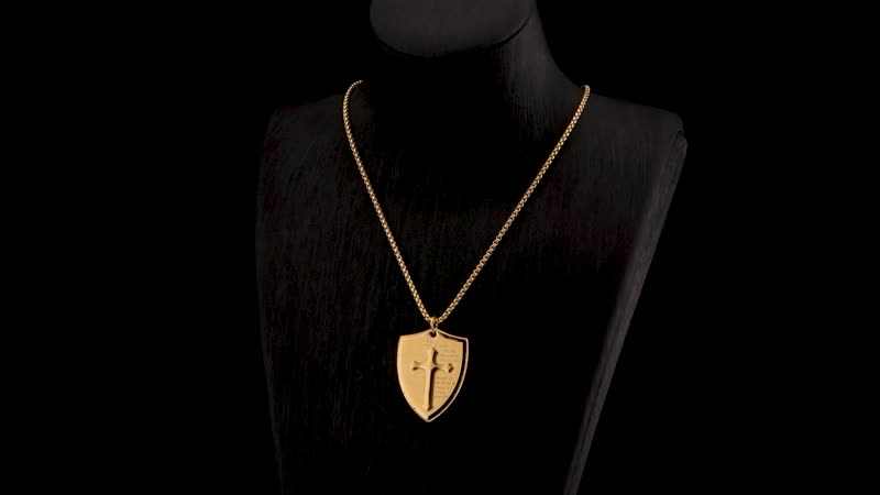 Cross with Bible Pendant Necklace (24 Inches) in Stainless Steel