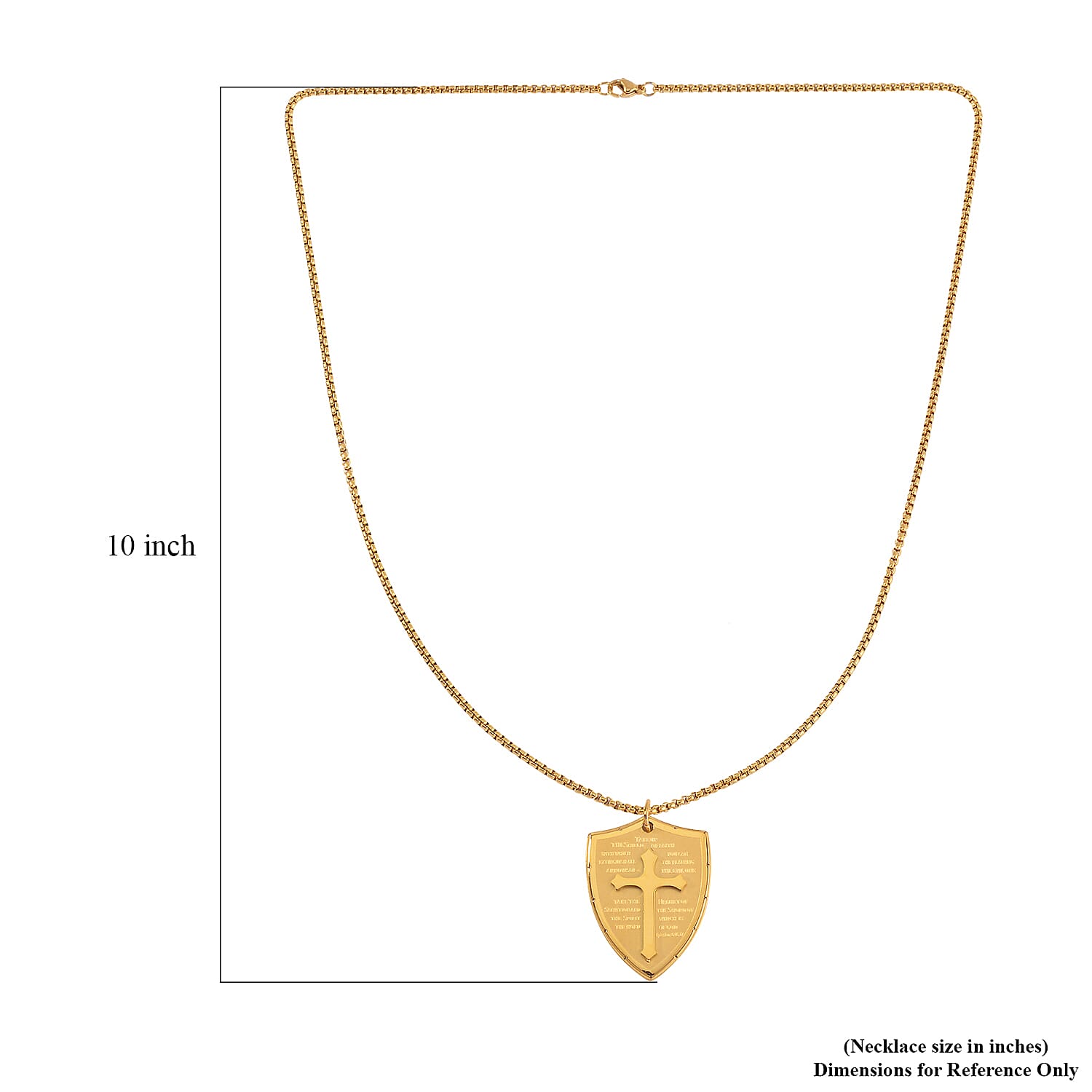 Cross with Bible Mens Pendant Necklace 24 Inches in ION Plated YG Stainless Steel