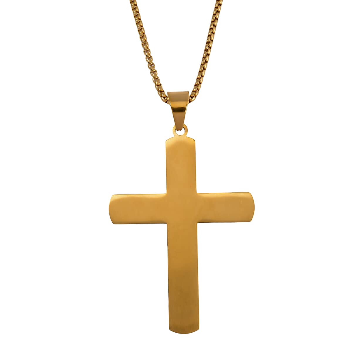 Cross Pendant Necklace 24 Inches in ION Plated YG Stainless Steel image number 4