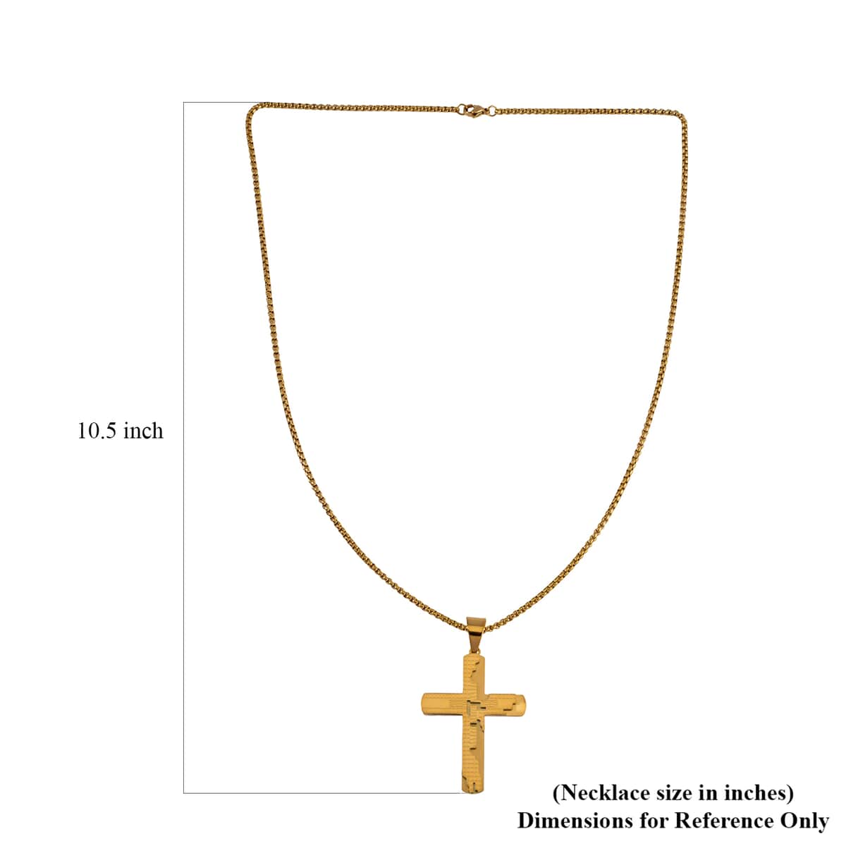 Cross Pendant Necklace 24 Inches in ION Plated YG Stainless Steel image number 6