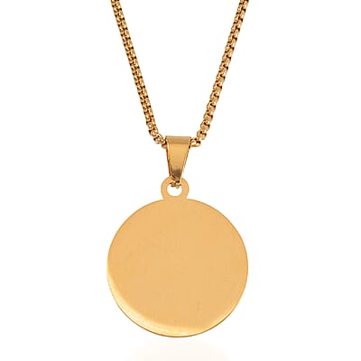 Bible Cross Coin Men's Pendant Necklace 24 Inches in ION Plated YG Stainless Steel