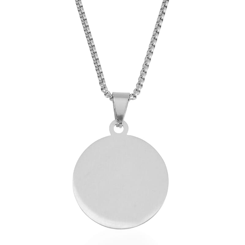 Bible Cross Coin Men's Pendant Necklace 24 Inches in Stainless Steel