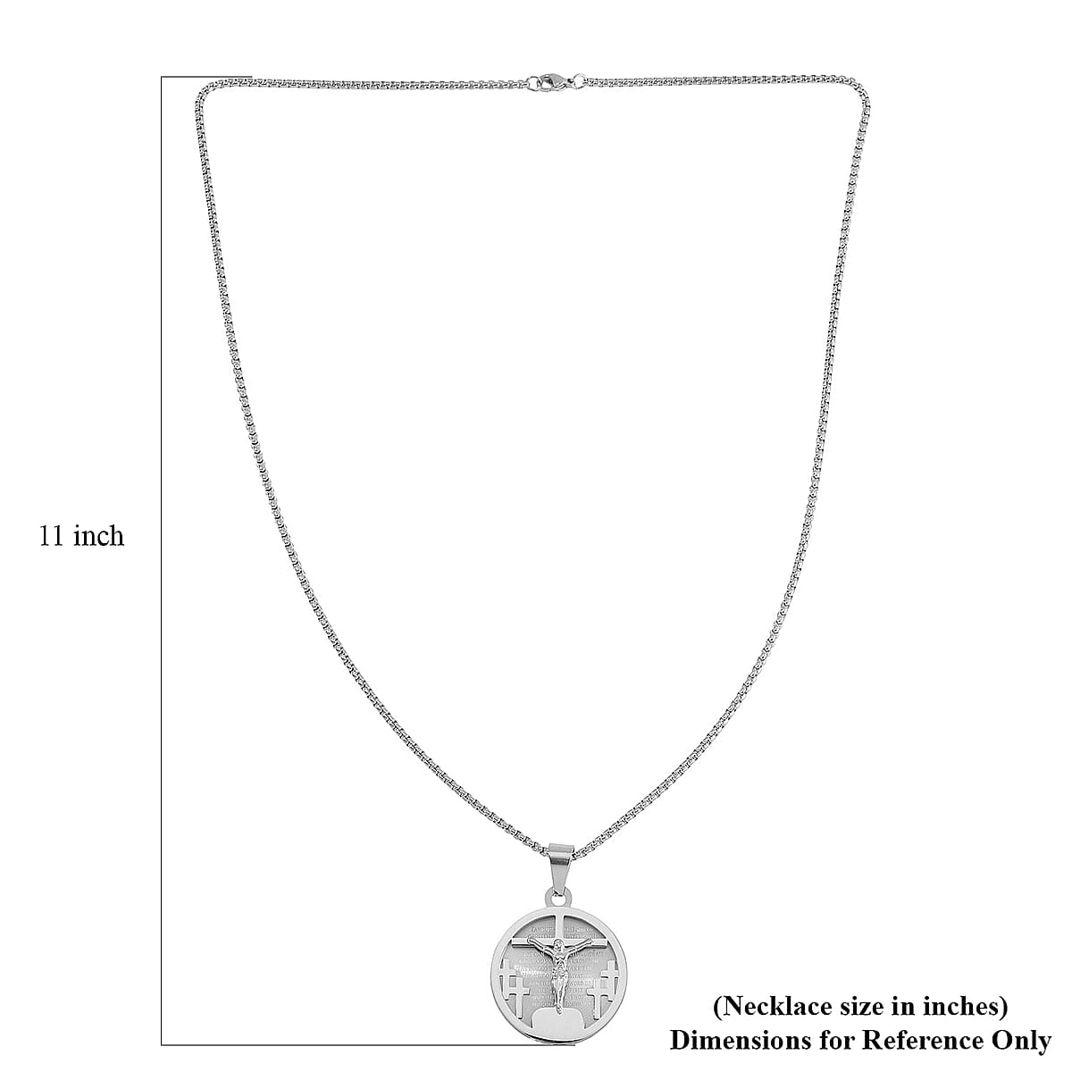 Bible Cross Coin Men's Pendant Necklace 24 Inches in Stainless Steel image number 6